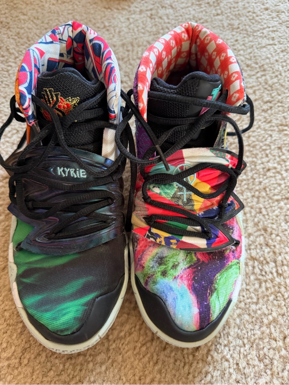 Nike Kids Multicolor Patterned High-Top Sneakers with Black Laces